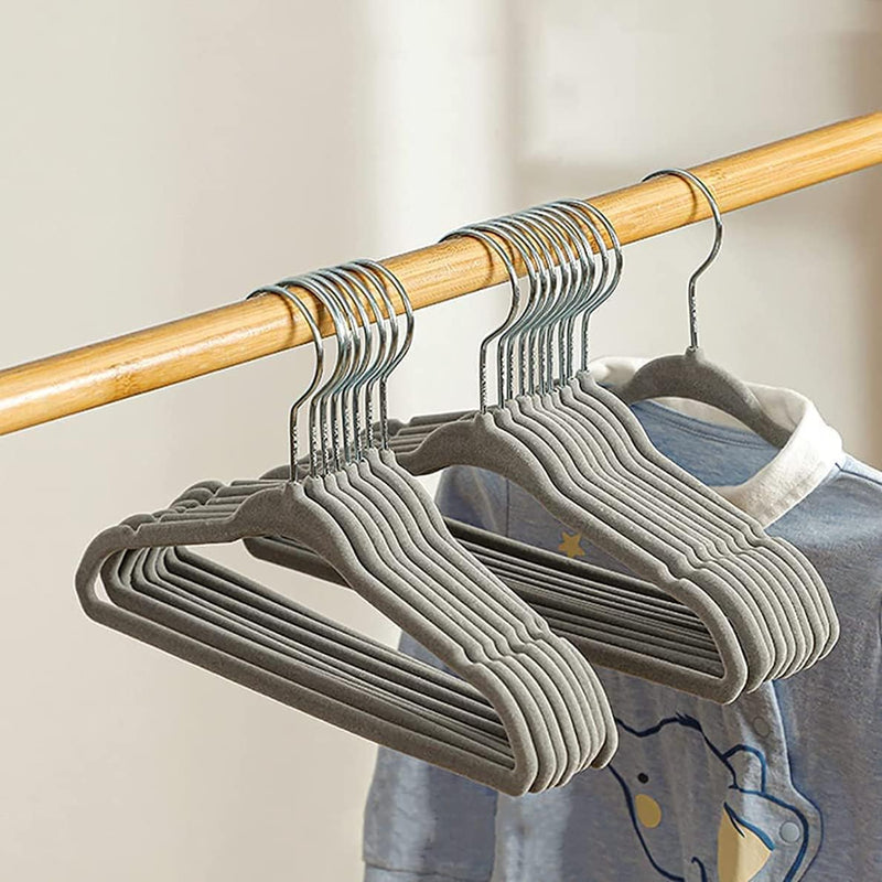 Kids Velvet Clothes Hanger, 50 Pack, 35cm / 14 Inch-Premium Children's Hangers Ultra-Thin Space Saving Organizers, Non-Slip Nursery Hangers for Babies, Infants, Toddlers and Kids (White, 50)