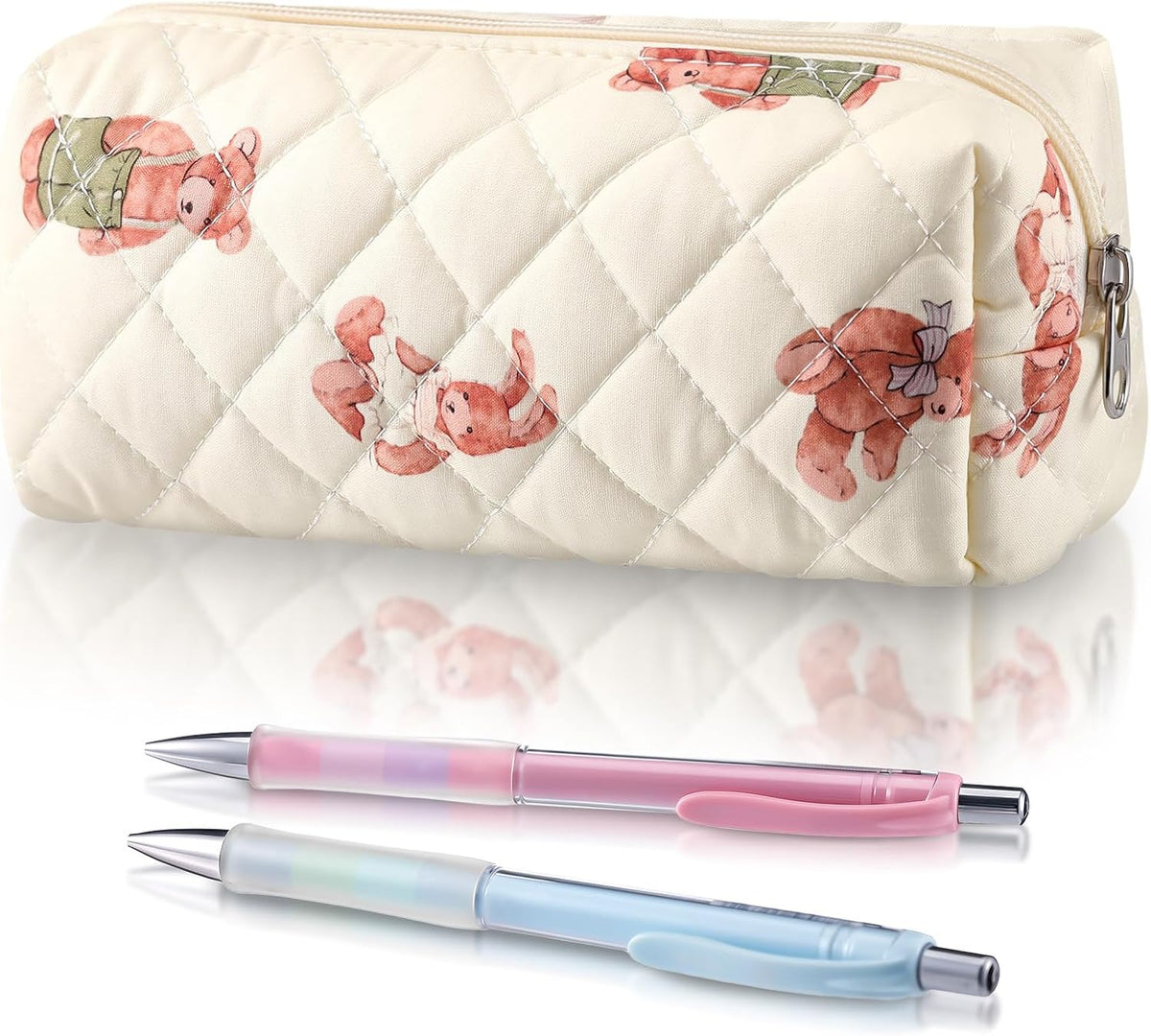 Sherr Coquette Bow Pencil Case Pink Bow Cute Pencil Pouch Soft Cotton Storage Bag Aesthetic Pattern Gift Makeup Pouch Cosmetic Travel Bag for Women β image 11
