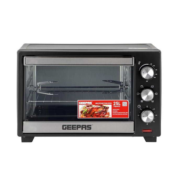 Geepas Electric Oven With Rotisserie 25L,1600W GO34040| Perfect for Baking, Roasting & Grilling - Accessories Included – 2 Years Warranty