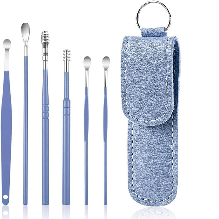 Tazweeq 6 Pcs Ear Pick Earwax Removal Kit, Ear Cleansing Tool Set, 360° Spiral Design Ear Canal Cleaner Stainless Steel, with a Storage Box Portable Kit for Home and Travel
