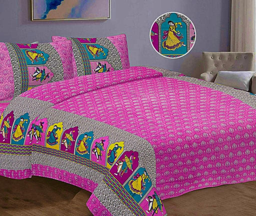 SUFAYA FAB Printed Indian Sanganer Cotton Premium Big Size Bedsheets for Modern Look(108x108) inches,Pillow (17x27) inches