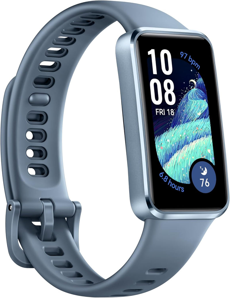 HUAWEI Band 10 Smart Watch, Metallic Design and Comfortable Wearing, Pro-level Sleep Analysis, Emotional Health Aid, 100 Workout Modes, Robust Battery Life, IOS and Android, Blue