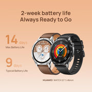 HUAWEI WATCH GT5 46mm Smartwatch, upto14 Days Battery Life, Sharp-Edged Design, Health Tracking, iOS & Android Compatible, 3 Months HUAWEI Care+, Brown