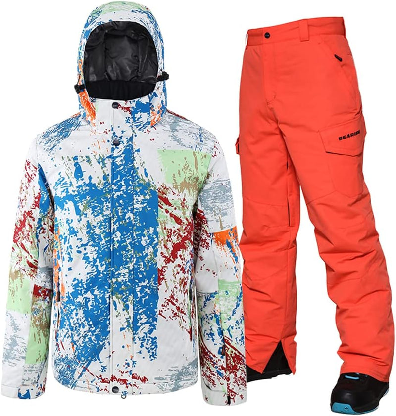 HOTIAN Men's Ski Jacket and Pants Set Snowboard Suit Waterproof SOutdoor Winter Snow Jackets Windproof Mountain Snowsuit