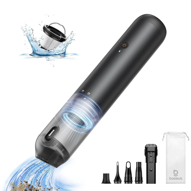 Baseus Car Vacuum Cleaner High Power, A3 Lite 12000PA Handheld Vacuum with Single Touch Empty, USB C Fast Charging, 4 in 1 Mini Hand Vacuum Air Blower Inflator Pump Dust Buster for Car,Home,Office