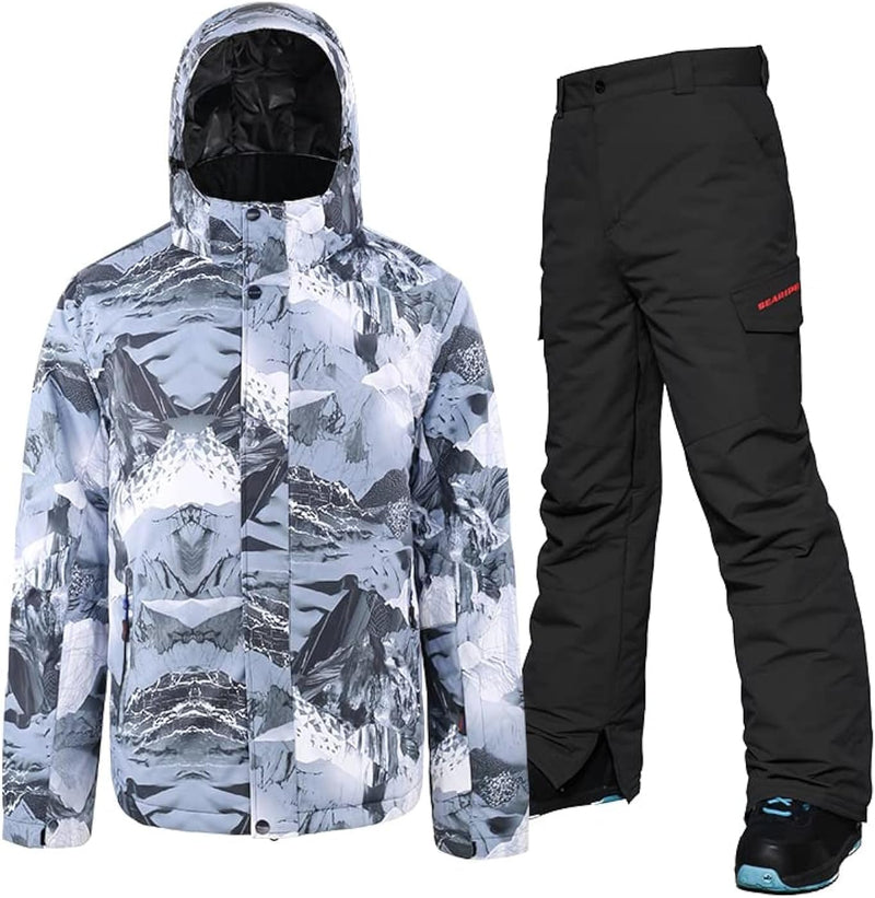 HOTIAN Men's Ski Jacket and Pants Set Snowboard Suit Waterproof SOutdoor Winter Snow Jackets Windproof Mountain Snowsuit