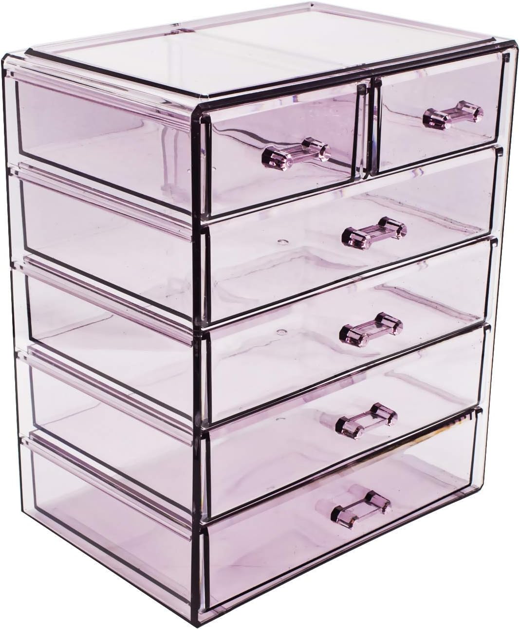Sorbus Acrylic Clear Makeup Organizer - Big & Spacious Cosmetic Display Case - Stylish Designed Jewelry & Make Up Organizers and Storage for Vanity, Bathroom (4 Large, 2 Small Drawers) – image 3