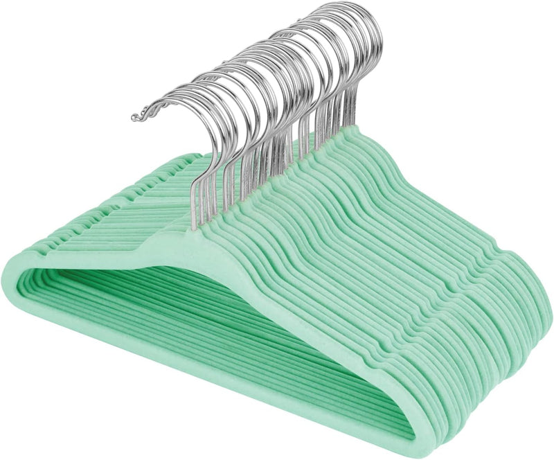 ManGotree 30 Pack 11inch Baby Clothes Hangers, Velvet Kids Toddlers Coat Hangers with Ultra Thin & Non-Slip Design (Beige)