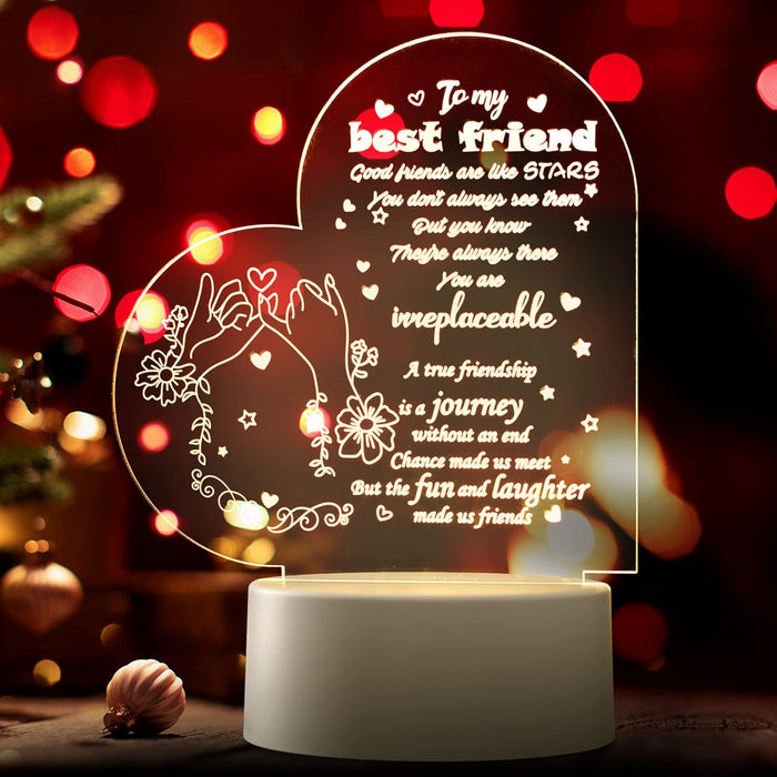 BPA Friend Gifts for Women, Bestie Gifts Acrylic USB Night Light for Birthday Gifts, BFF Thanksgiving Chrismas Holiday Friendship Gifts