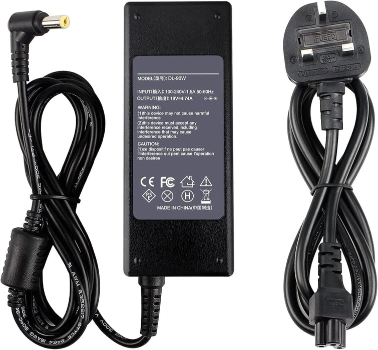 New 90W/19V/4.74A) Laptop Charger For Acer Notebook Computer PC Power Cord Supply Lead AC Adapter Aspire Nitro Spin TravelMate Series (75W Compatible) Connector【5.5 x 1.7mm】