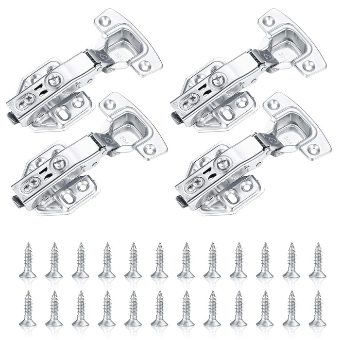 4 Pcs Kitchen Units Door Hinges, Soft Close Cupboard Wardrobe Door Hinges, Folding Doors Hinge with Screws, Full Overlay Mute Cabinet Hinges