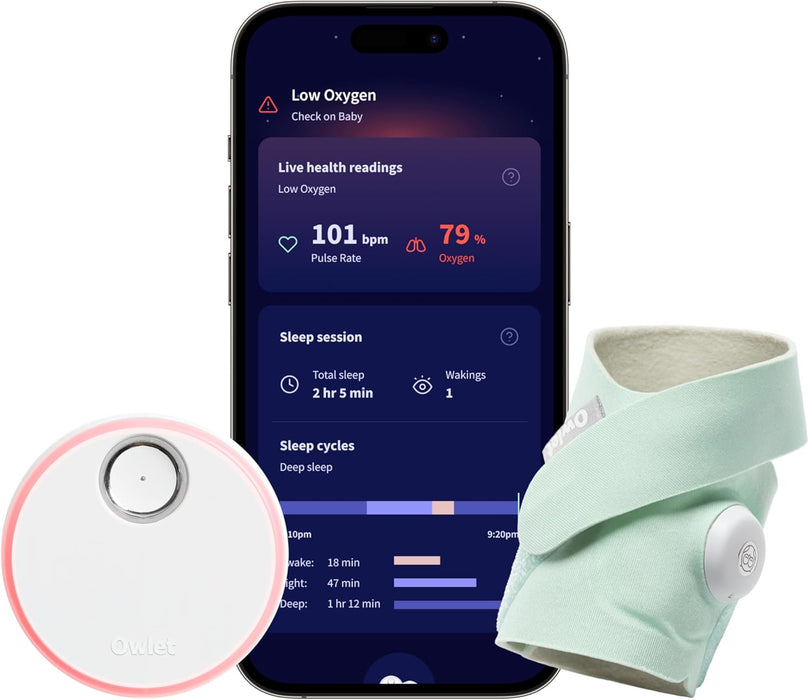 Owlet Dream Sock - Smart Baby Monitor View Heart Rate and Average Oxygen O2 (Sleep Quality Indicators) Mint (Renewed)