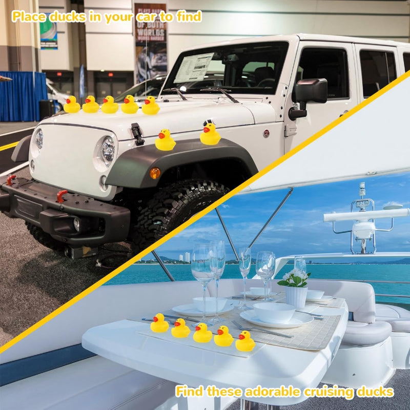 HyDren 100 Pcs Rubber Ducks Mini Ducks Bulk Bath Toys Yellow Cruise Ducks Bathtub Toys Float Ducks Baby Shower for Car Bathtub Classroom Exchange Prizes Treat Supplies Goodie Bag Fillers(Classic)