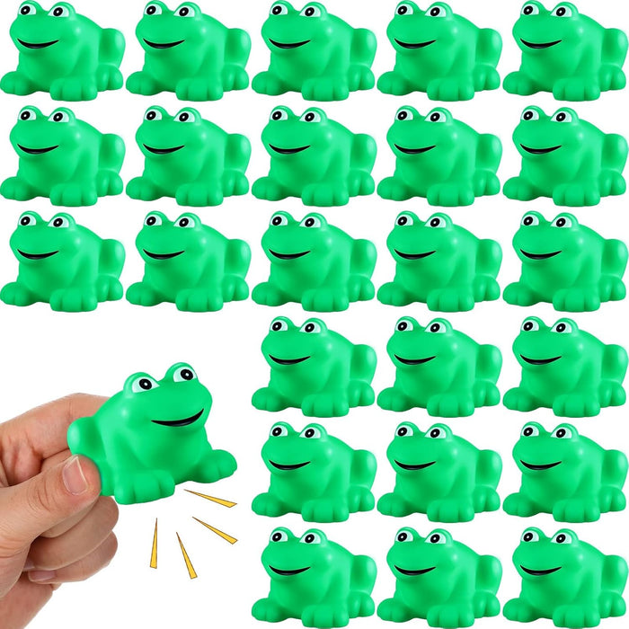 SYOSI 24 PCS Rubber Frogs Squeak Toys and Float Frogs Baby Shower Toys, Swimming Bathtub Toys for Shower Frogs Bathtub Birthday Party Decoration Boys and Girls Bath Toys