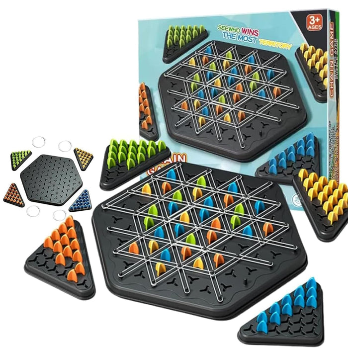 KASTWAVE Chain Triangle Chess Game, Triggle Board Game, Triggle Rubber Band Game, Triangle Chain Chess Game Set, Family Interactive Board Game, for Toddlers, Kids, Adults, Family, Party
