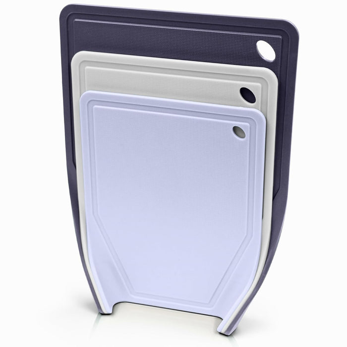 YourCasa 3 x Plastic Chopping Board Set - BPA Free - Chopping Board with Funnel Shape and Juice Groove - Kitchen Board Non-Slip & Dishwasher Safe - Cutting Board - Cutting Mat Kitchen - Non-Slip Board