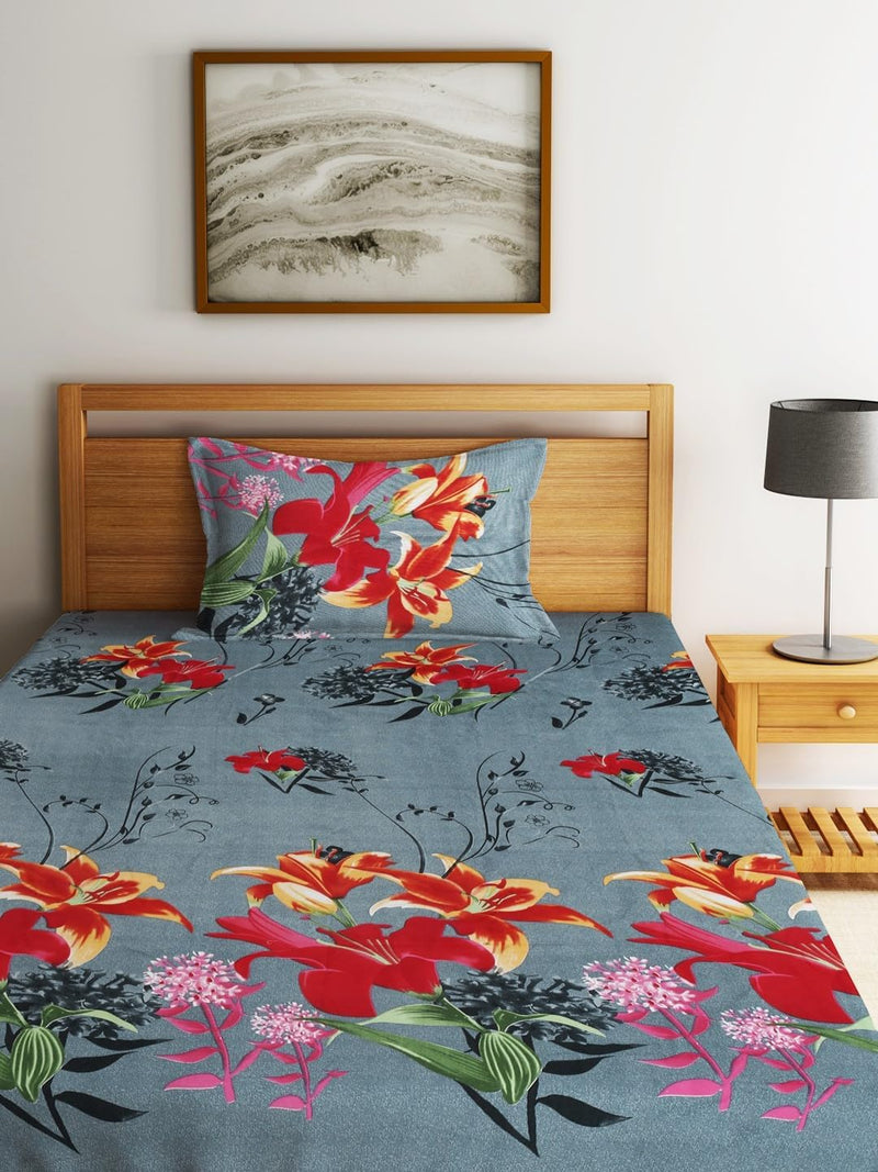 Fashion String 144TC Nature Embrace Lush Green Single Bedsheet with 1 Pillow Cover