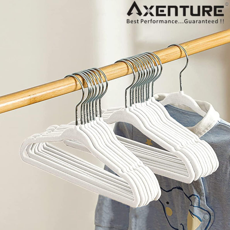 Kids Velvet Clothes Hanger, 50 Pack, 35cm / 14 Inch-Premium Children's Hangers Ultra-Thin Space Saving Organizers, Non-Slip Nursery Hangers for Babies, Infants, Toddlers and Kids (White, 50)
