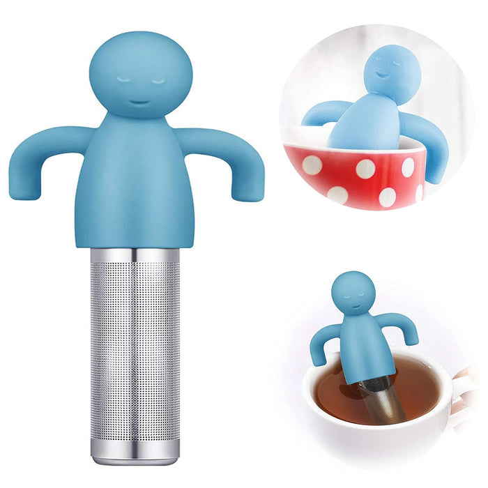 KASTWAVE Tea Infuser Filter, Loose Tea Cute Stainless Steel Ultra Fine Mesh Tea Supplies Steeper Diffuser Herbal Tea and Spices 1 Pac, Get the More Enjoyable Tea Times with Friends and Family (Blue)