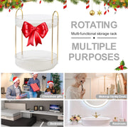 INVSSENE 360° Rotating Makeup Organizer, Bathroom Make Up Spinning Holder Rack, Large Capacity Cosmetics Storage Vanity Shelf Countertop, Fits Cosmetics, Perfume, Skincare, Lipsticks(2 Tiers, Green)