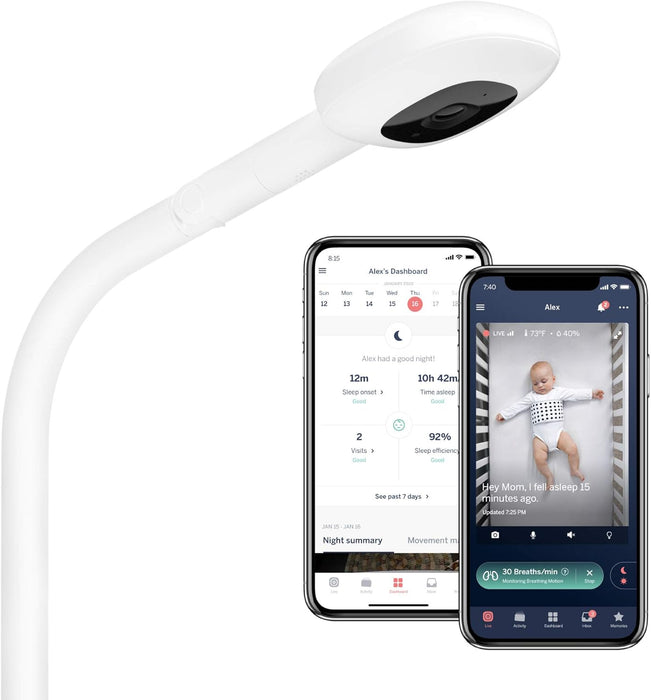 Nanit Pro Smart Baby Monitor & Floor Stand – Wi-Fi HD Video Camera, Sleep Coach and Breathing Motion Tracker, 2-Way Audio, Sound and Motion Alerts, Nightlight and Night Vision, Includes Breathing Band