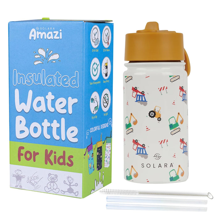 SOLARA Water Bottle for Kids | Kids Water Bottle for Girls | Sipper Bottle for Kids | Thermosteel Kids Bottle | Stainless Steel Water Bottle for Kids | Straw Bottle for Kids | Construction