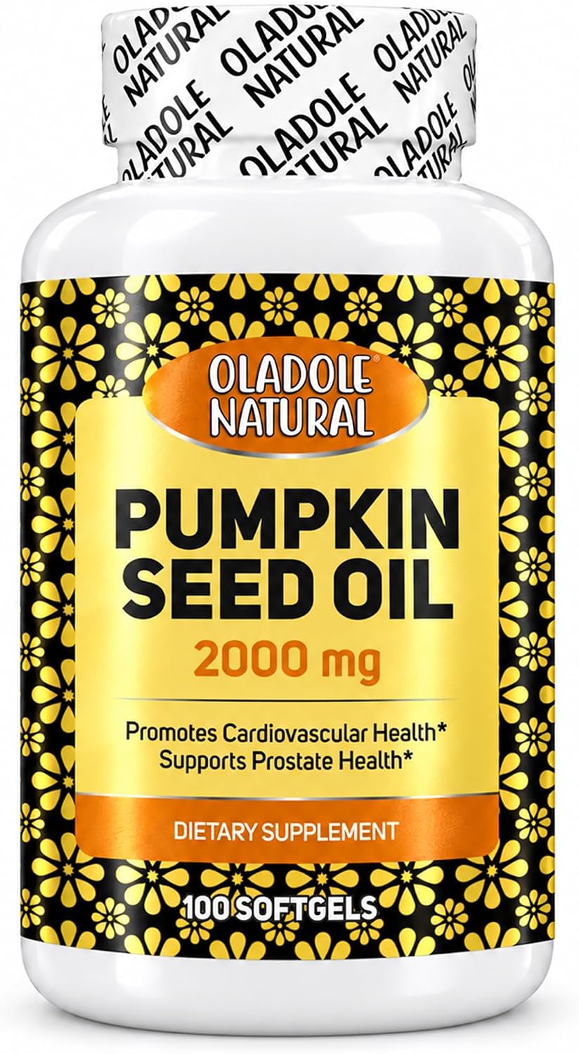 Pumpkin Seed 2000mg 100 Softgels Promotes Healthy Prostate & Bladder Function Supports Cardiovascular Health Naturally Herbal Supplement Vitality & Overall Mens Wellbeing