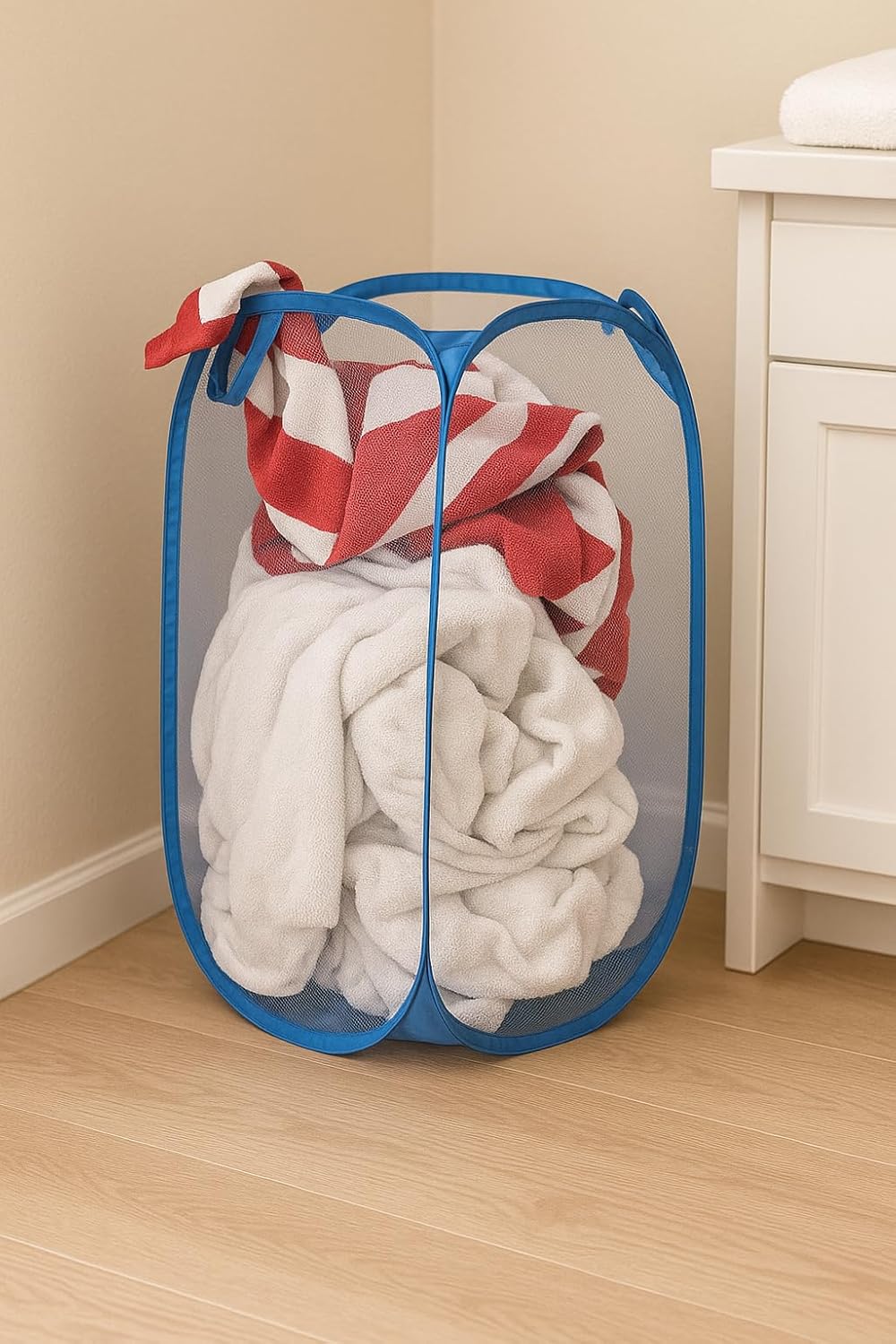 Kuber Industries Nylon Mesh Laundry BasketSturdy Material & Durable HandlesNetted Lightweight Laundry Bag (Assorted)