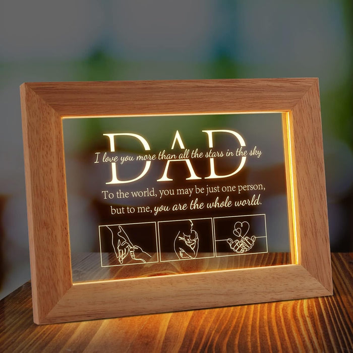 Azonee Dad Birthday Gifts from Daughter Son, Dad Gifts for Men Night Warm White Light Frame with Grateful Sayings Gifts,Bedroom Decor for Birthday Fathers Day Presents