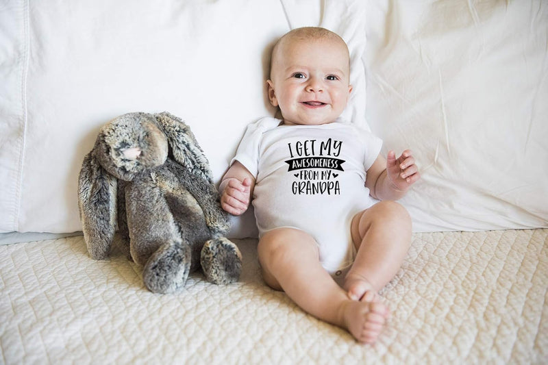 I Get My Awesomeness From My Grandpa - Grandpas Sidekick Funny Romper, One-Piece Baby Bodysuit