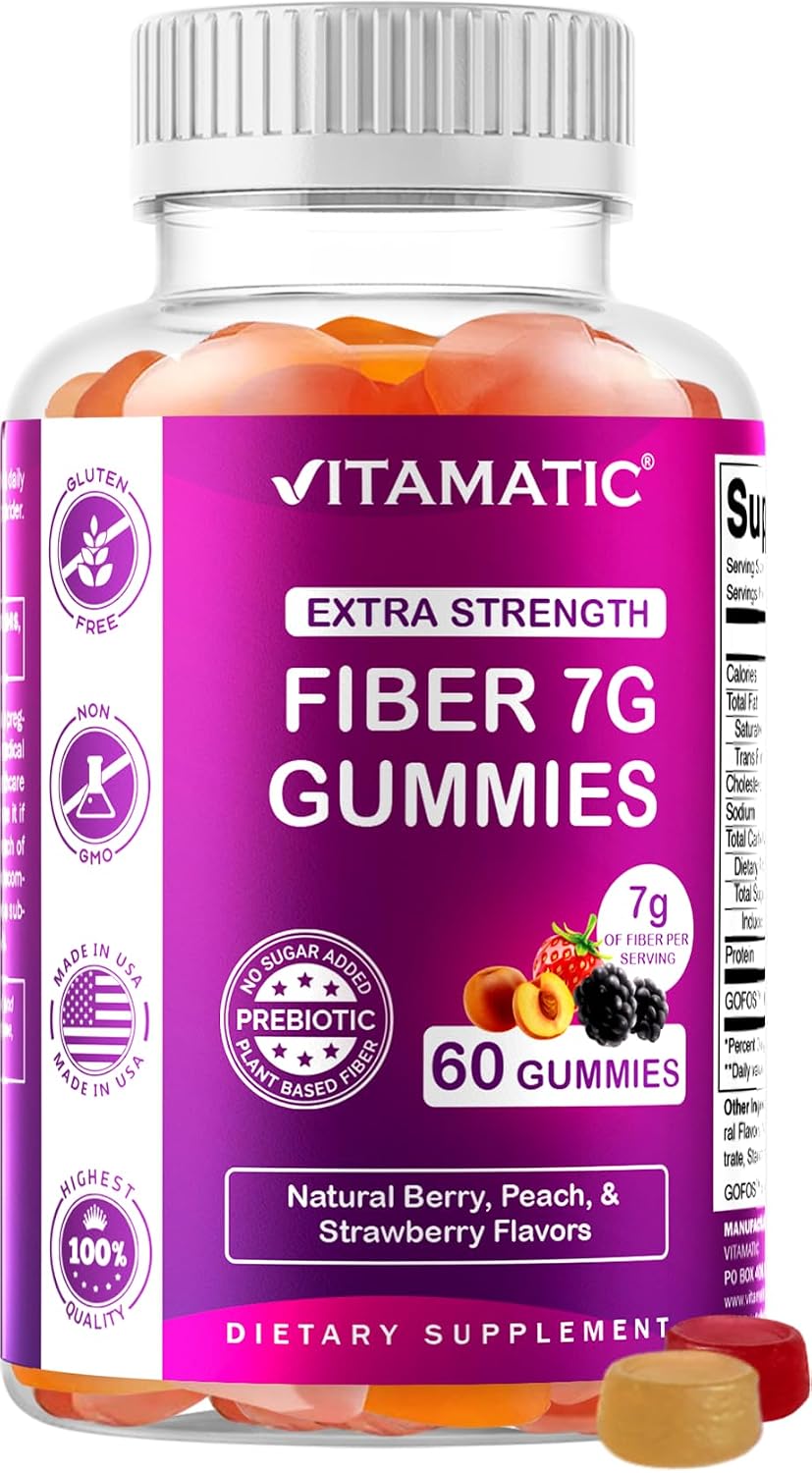 2 Pack Prebiotic Fiber Gummies for Adults - 7G Fiber Extra Strength - Zero Sugar Added - 60 Pectin Based Gummies - Digestive Health & Regularity Support – image 2