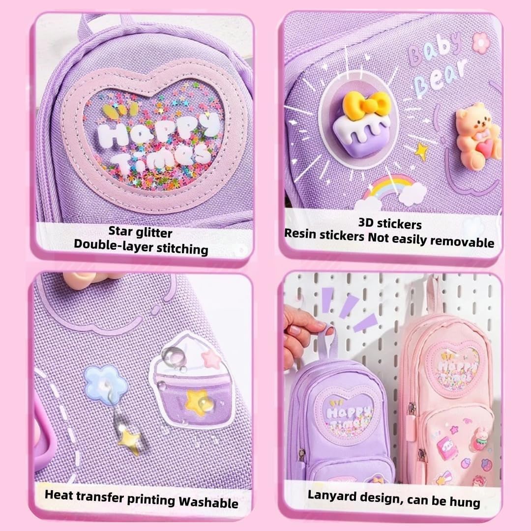 Pencil Case - Large Capacity Pencil Pouch, Handheld Pen Bag, Pencil Case Cute, Makeup Pocket Small Gadget Bag, 6 Compartments Pencil Bag Gift for Office School Teen Girl Boy Men (Purple) – image 3