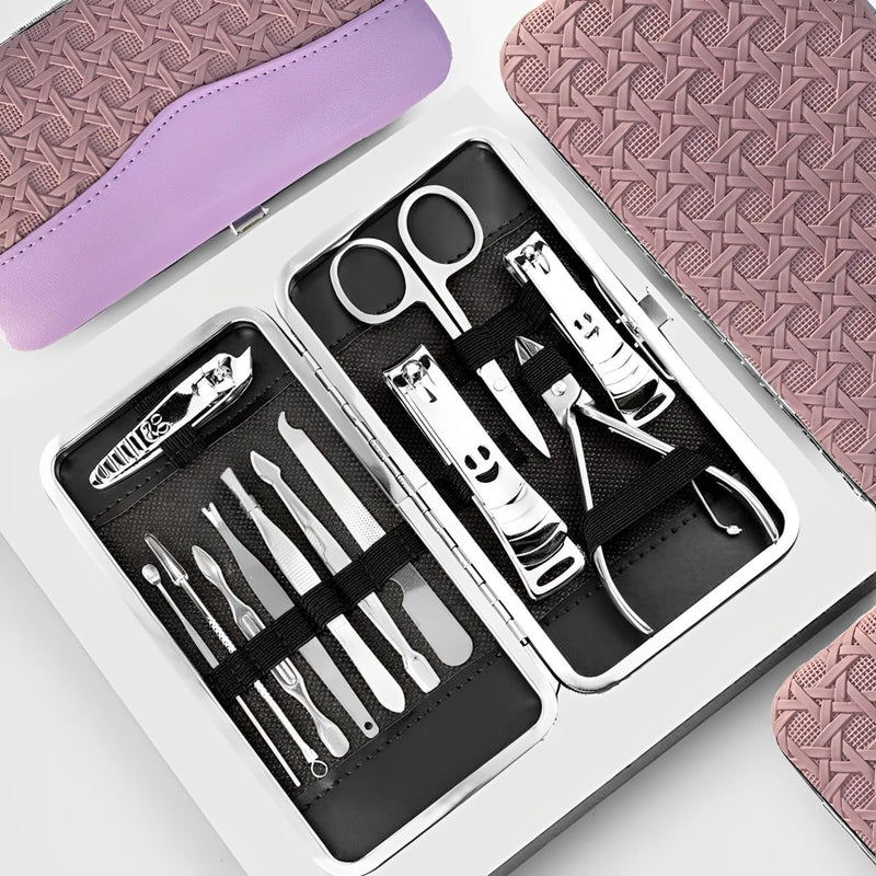 HEXAR® 12pc Manicure & Pedicure Set - Nail Clippers, Cuticle Remover - Luxurious Face, Foot, Hand Nail Care Kit - Pedicure Sets for Feet, Mens Grooming Kits & Manicure Set for Women