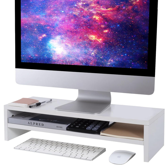 BEYGORM Monitor Stand Riser, 2 Tiers Screen Stand for Laptop ComputerTVPCPrinter, Multifunctional Desktop Organizer 21.6L x 7.8" W x 5.2" H (White)