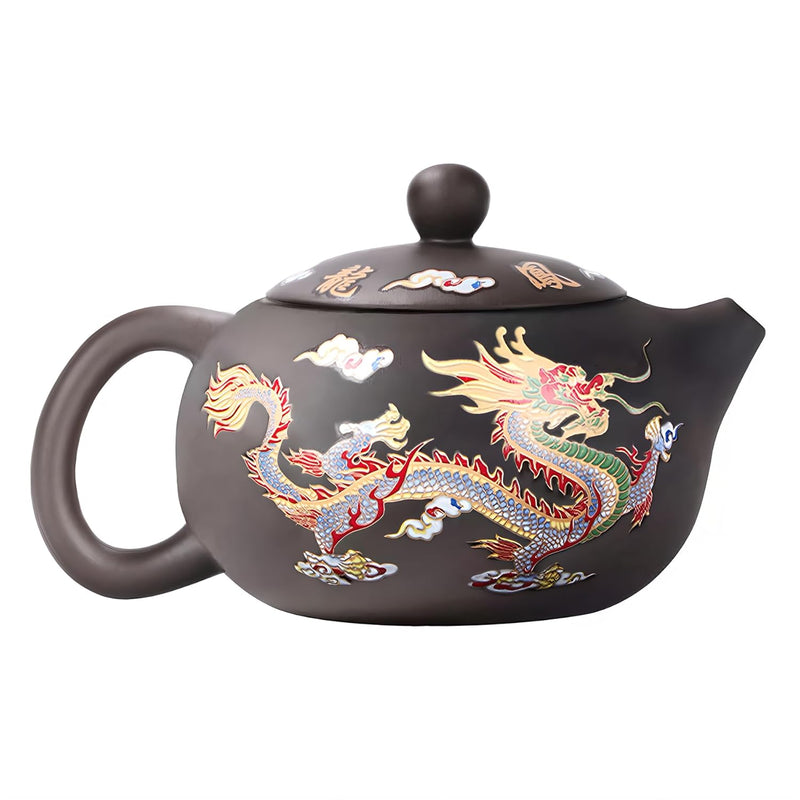 Hormsdar Hand-made Dragon and Phoenix Color-changing Purple Clay Teapot Zisha Tea Pot Kung Fu Tea Set Tea Lover‘s Gift (Teapot)