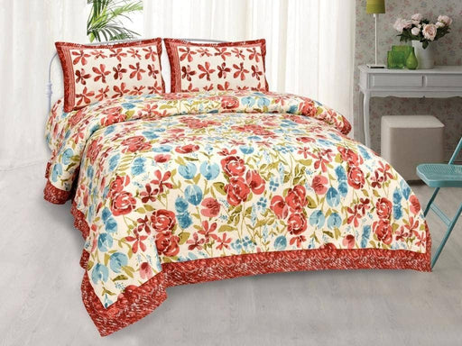 SUFAYA FAB Printed Indian Sanganer Royal Cotton Premium Big Size Bedsheets for Modern Look(100x100) inches with Two Pillow (18x28)