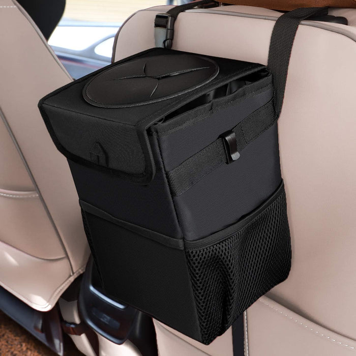 Sulfar Womdee Car Trash Cans With Lid, Multipurpose Garbage Bag And 3 Storage Pockets, Portable Accessories/Toy/Car Organizer, 100% Waterproof Leak-Proof For Truck, Minivan & Vehicle