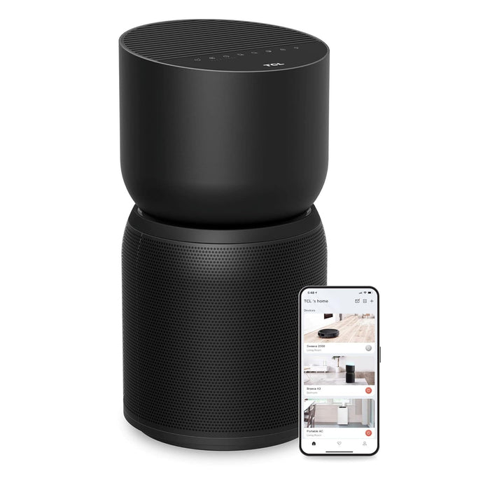 TCL Breeva A3 Smart Air Purifier with 5-Stage Clean, True HEPA (H13), Removes 99.97% of Dust/Bacteria/Odors & More, App & Voice Control, Auto Shield, Ultra-Quiet, Black (A315B)