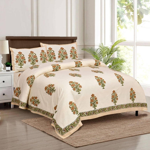 SUFAYA FAB Printed Indian Twill Cotton Premium Big Size Bedsheets for Modern Look(108x108) inches with Two Pillow (17x27) inches