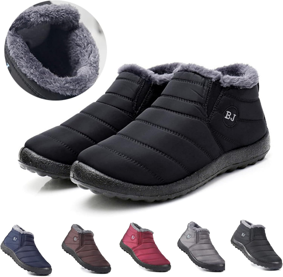 Boojoy Winter Boots, Winter Warm Non-Slip Ankle Boots, Fur Lined Thickened Non-Slip Winter Shoes for Men and Women (8.5-Men, Gray) โ image 5