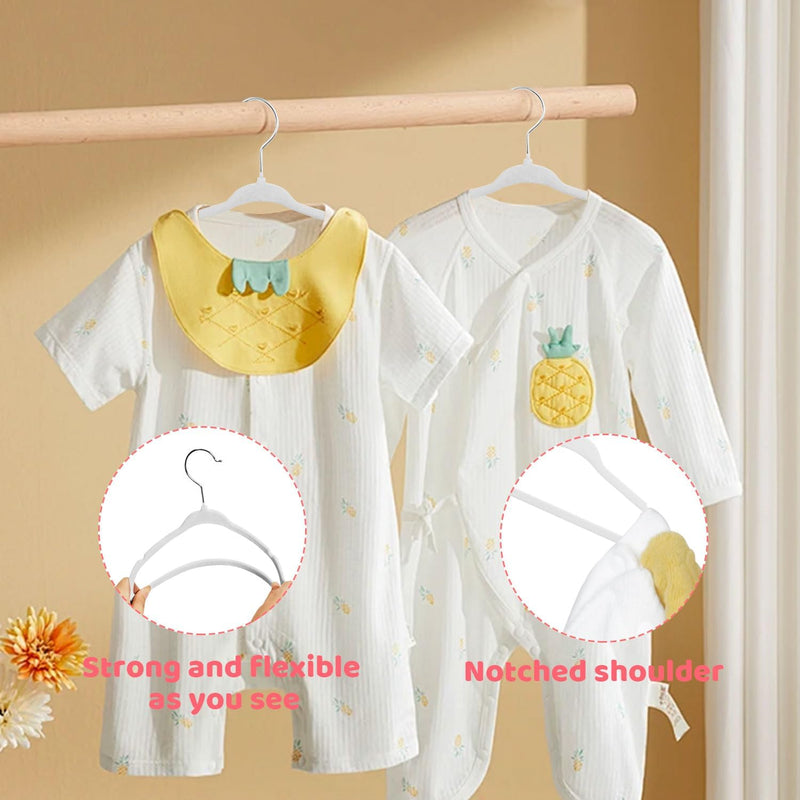 ManGotree Baby Velvet Clothes Hangers, Kids Toddler Children's Hangers for Clothes Space Saving Non-Slip (30 Pack, White)
