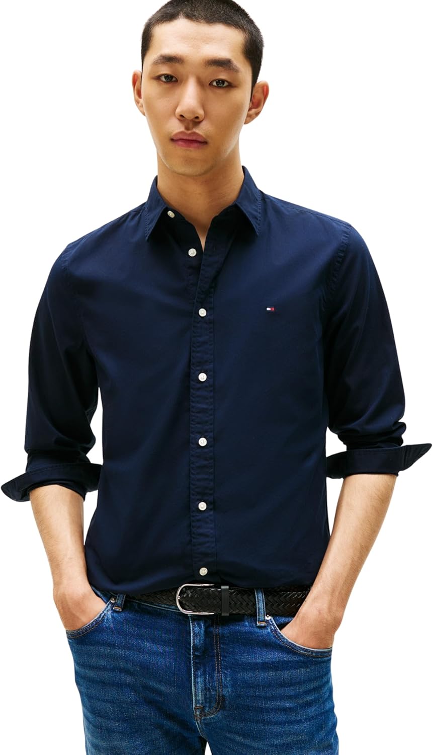 Mens Flex Poplin Kent Collar Sf Shirt Mw0mw40460 Slim Fit Shirt (pack of 1)