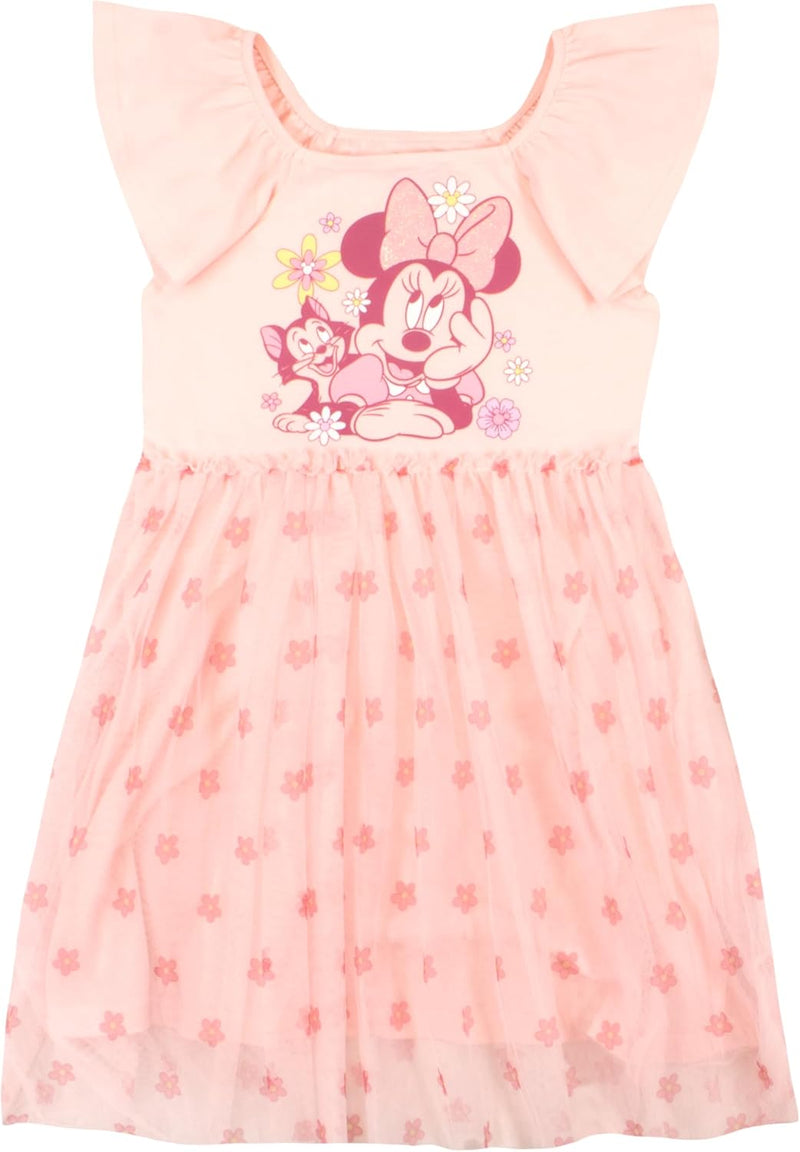 Disney Princesses and Minnie Mouse Girls Tutu Dress Princess Moana Rapunzel Belle Flutter Sleeve Dress for Girls