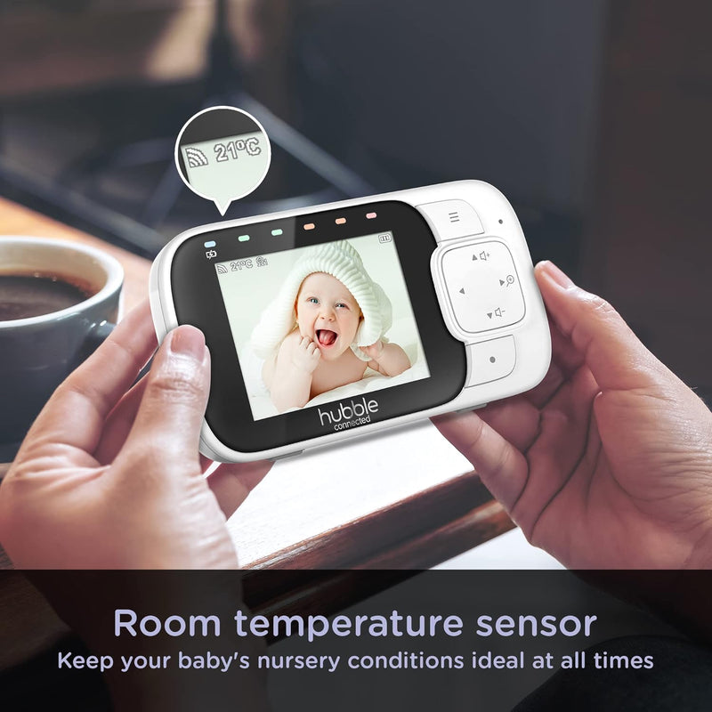 HUBBLE CONNECTED Pal Essential Video Baby Monitor with 2.8" Diagonal Colour Screen, Night Light, Room Temperature Viewing, Two-way Talk, Sleep Trainer.