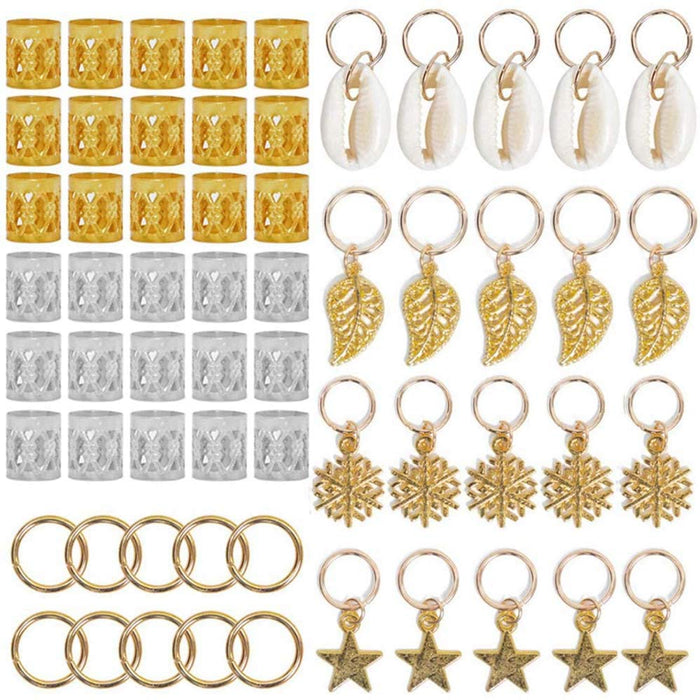 KASTWAVE 80PCS Dreadlocks Beads Metal Cuffs Hair Braid Rings Pendants Braiding Clips Hair Decorations DIY Braids Accessories