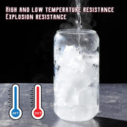 HOOJO Drinking Glasses with Bamboo Lids and Glass Straw 4pcs Set - 16oz Can Shaped Glass Cups, Mocktail Glasses, Iced Coffee Glasses, Cute Tumbler Cup, Ideal for Cocktail,Gift - 2 Cleaning Brushes