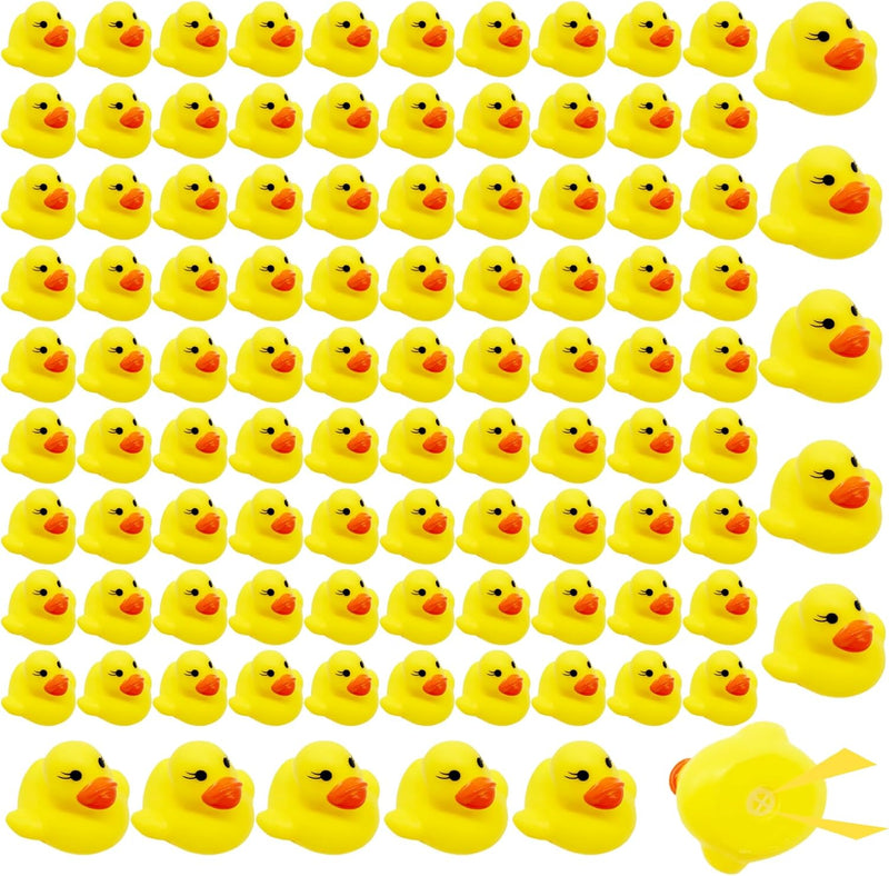 IEDASING'S CHOICE Rubber Ducks 100pcs, Mini Squeak Ducks Float for Baby Shower, Bath Time Fun, Car Ducking, Kids Birthday Party Favors, Game Gifts(1.57 x 1.57 x 1.2Inch, Yellow)