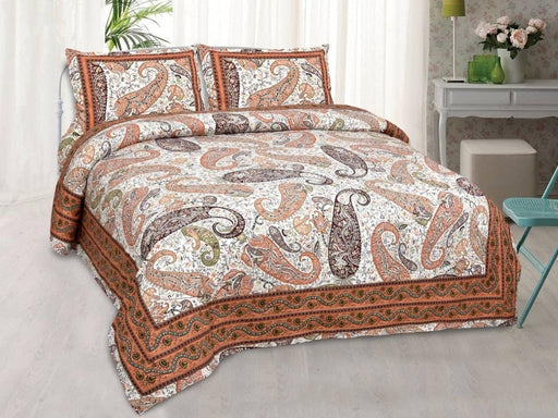 SUFAYA FAB Printed Indian Sanganer Royal Cotton Premium Big Size Bedsheets for Modern Look(100x100) with Two Pillow (18x28) inches