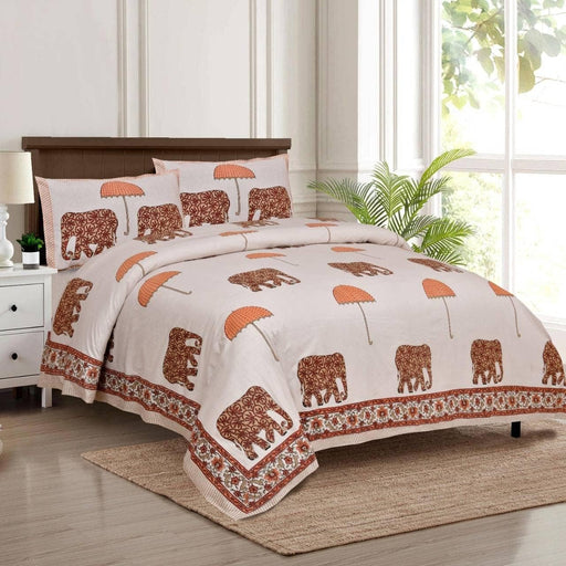 SUFAYA FAB Printed Indian Twill Cotton Premium Big Size Bedsheets for Modern Look(108x108) inches with Two Pillow (17x27) inches