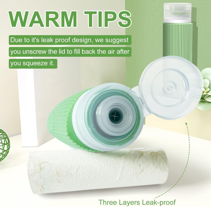 Idrese Silicone Travel Bottles Set, 4 Pcs 100ml Containers for Toiletries, Accessories for Women, Airplane Essentials (Green)